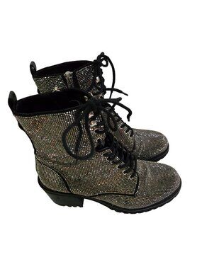 Steve Madden Bradlie Rhinestone Combat Boots Size 6.5M